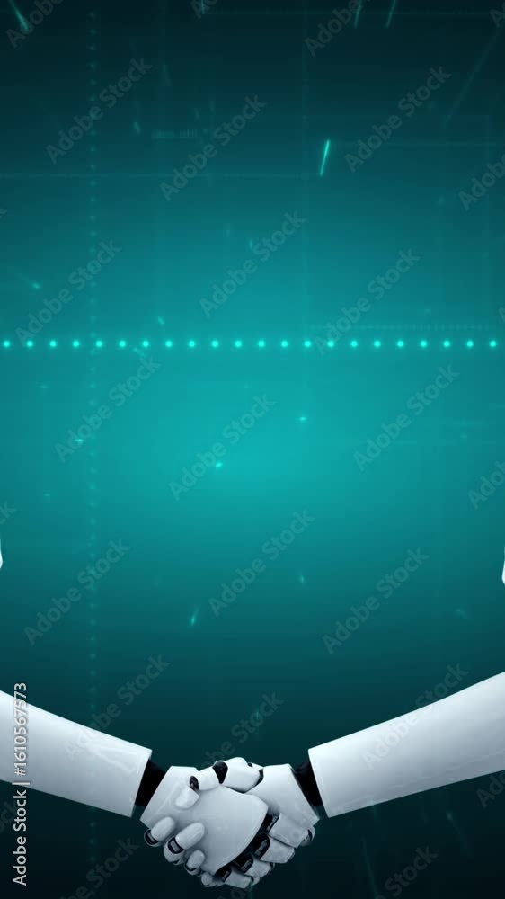 Poster futuristic robot artificial intelligence huminoid ai programming coding technology development and m