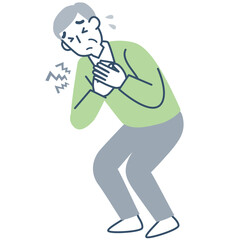胸の痛みで困っているシニア男性
