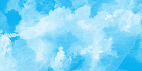 The texture resembles a gentle blending of watercolors with smooth transitions, Abstract watercolor design with a soft sky blue color palette dominated by shades of blue.