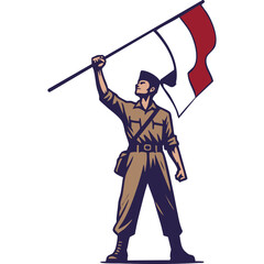 hand holding a flag of Indonesian