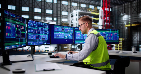 Industrial Engineer Operates SCADA System