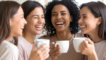 Obraz premium Happy Diverse Women Friends Coffee Break - Authenticity