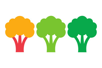 set of Broccoli vector silhouette illustration isolated on white background