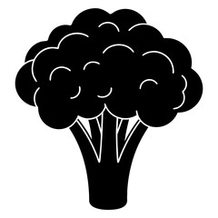 Broccoli vector silhouette illustration isolated on white background