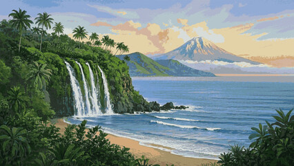 Solitude Bloom The most beautiful island isolated watercolor vector illustration svg © Arun168