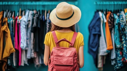Fototapeta premium Woman Choosing Clothes at a Shop.