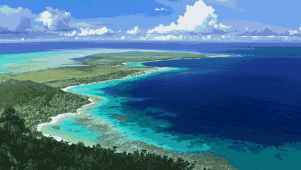 Luminous Tidewash The most beautiful island isolated watercolor vector illustration svg © Arun168