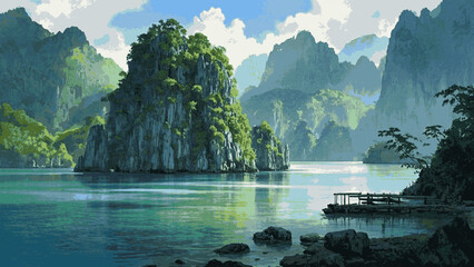 Azure Anchor The most beautiful island isolated watercolor vector illustration svg © Arun168