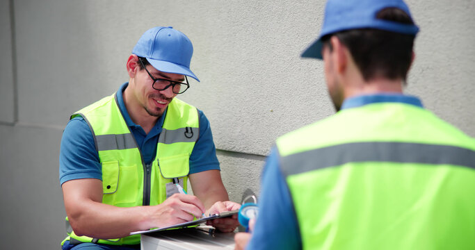 Skilled Electrician Working On Commercial HVAC System