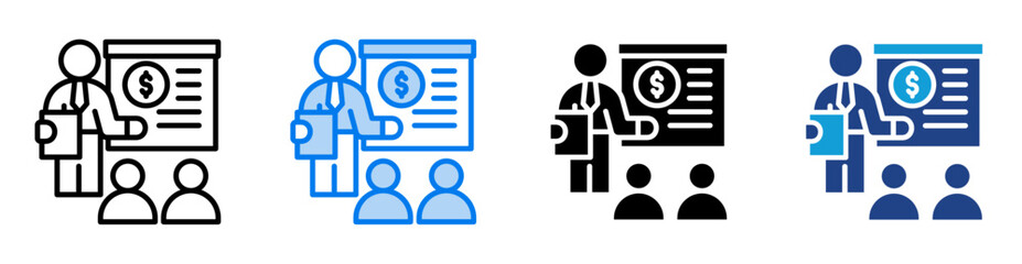 training and development icon set multiple style collection