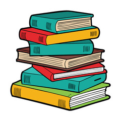 Stack of Books Colored Hand Drawn Illustration