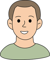  Smiling Man Face Flat Vector Illustration