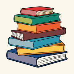 Stack of Books Colored Hand Drawn Illustration