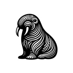 Stylized illustration of a walrus with tusks