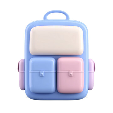 Cartoon pastel school backpack front view