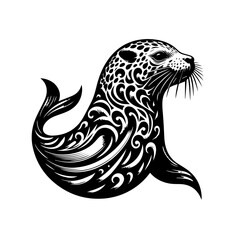 Fototapeta premium A stylized seal with intricate tribal patterns