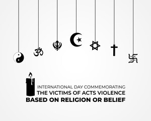 international day commemorating the victims of acts violence based on religion or belief. 22 august. holiday concept. template for background with banner, poster and card. Vector illustration. 