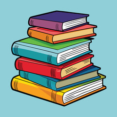 Stack of Books Colored Hand Drawn Illustration