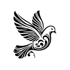 Obraz premium An elegant dove with ornate wings takes flight
