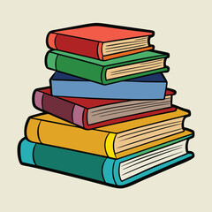 Stack of Books Colored Hand Drawn Illustration