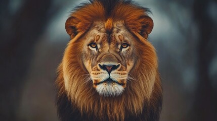 Naklejka premium Majestic African Lion Portrait: A King's Gaze