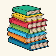 Stack of Books Colored Hand Drawn Illustration