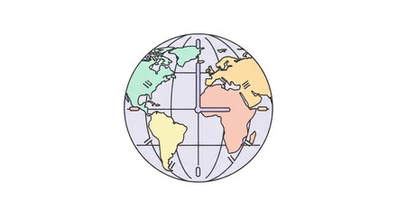 World globe illustration with clock face showing time zones