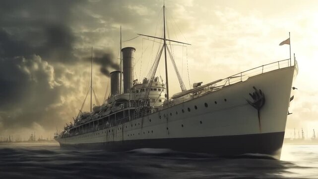 Historic steamer at sea