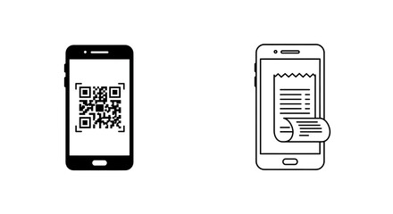 QR Code Payment and Digital Receipt on Smartphone Screens: Modern Mobile Transaction and Billing Solutions