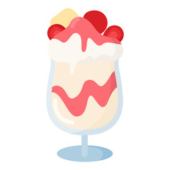 Strawberry Ice Cream in Glass for Summer Holiday