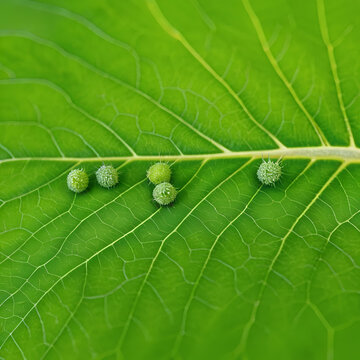 Macro of elm leaf with green galls caused by aphid Tetraneura ulmi. Distinctive blister-like deformations formed as a plant response to insect feeding
