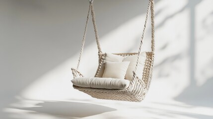 Obraz premium Serene Hanging Chair in Sunlit Room