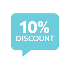 10 Percent Discount Speech Bubble – Promotional Blue Label for Sale, Offer and Marketing Campaign

