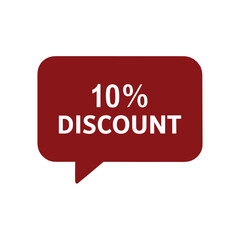 10 Percent Discount Speech Bubble Icon – Red Promotional Label for Sale and Offer Banner


