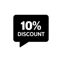 10% Discount Offer Label – Black Speech Bubble Promotion Icon for Marketing and Sales

