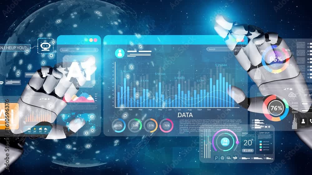 Poster ai assistant brain processor with llm technology, big data, machine learning, generative ai for busi