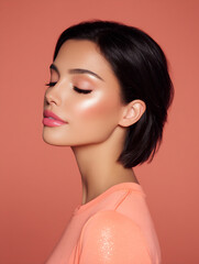 jawline shimmer glow pastel coral light with shimmer dust