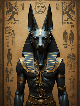 Anubis, jackal-headed ancient Egyptian god of the underworld, wide banner