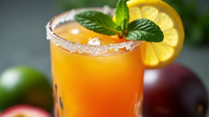 Refreshing Tropical Juice with Lemon and Mint