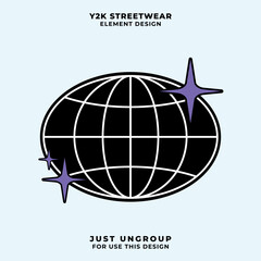 y2k elements stars world map logo icons shapes. suitable for background, banner, pattern, poster, infographic, flyer, tshirt, sticker