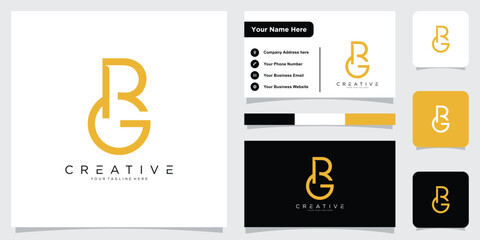 Initial RG or GR letter logo design vector with business card design template