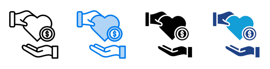 Obraz premium Philanthropy icon set multiple style collection