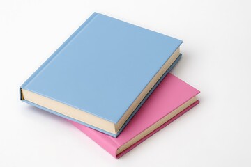 Blue and pink hardcover book isolated on white background