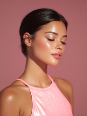 jawline shimmer glow pastel coral light with shimmer dust