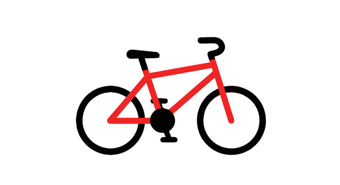 Red bicycle isolated on white background simple bike illustration
