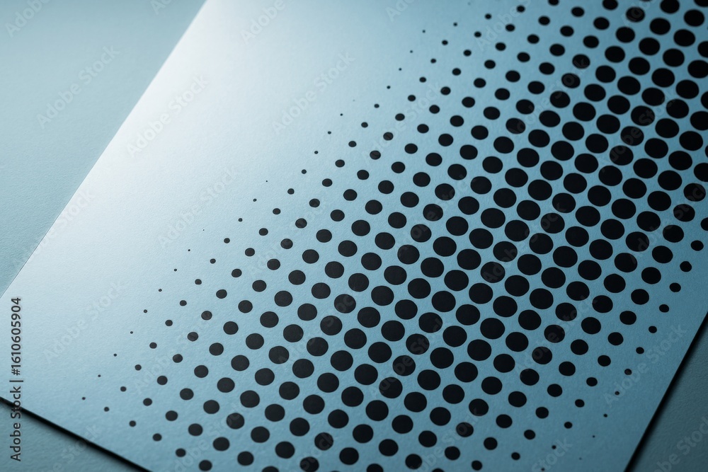 Poster abstract halftone dot pattern on blue surface with smooth gradient transition and soft lighting, cre