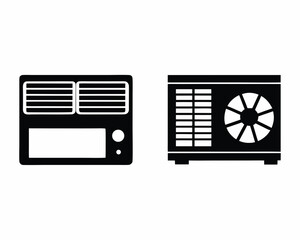 Air conditioner icon vector silhouette illustration isolated on white background