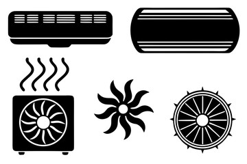 set of Air conditioner vector silhouette illustration isolated on white background