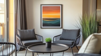 Cozy living room with modern art decor