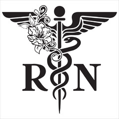 Floral Caduceus RN Symbol